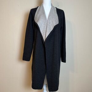 Eileen Fisher Women’s Heather Gray Merino Wool/Organic Cotton Open Cardigan